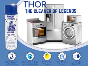 18 Oz. - Thor Stainless Steel Cleaner & Polish - Clean and Polish Stainless Steel Appliances Including Brass, Copper, Aluminum, Formica and Porcelain Surfaces