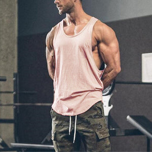 Men's Summer Bodybuilding Tank Vest Top T-shirt Brand Clothing Fitness Singlet Sleeveless Cotton Workout Casual Gyms#30