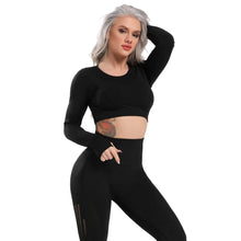 Load image into Gallery viewer, Women Seamless Gym Yoga Set Fitness Sports Suits Leggings Sport Women Fitness High Waist  Woman Push Up Leggings Long Sleeve
