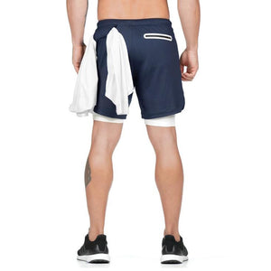 No.1-Waldins,Double Layer Shorts Quick Drying Beach Shorts Gym Jogging Running Shorts 2 in 1 Shorts Fitness Workout Sweatpants