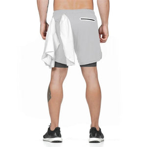 No.1-Waldins,Double Layer Shorts Quick Drying Beach Shorts Gym Jogging Running Shorts 2 in 1 Shorts Fitness Workout Sweatpants