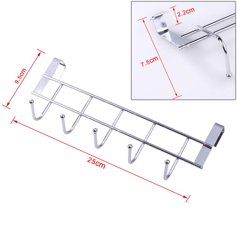 5 Hook Roof Rails For Kitchen Door Hanger Hook Coat Cabinet Home Storage Supplies Hook Kitchen Tools Towel Cleaning Cloth Gadget (A)