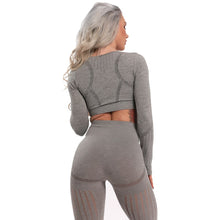 Load image into Gallery viewer, Women Seamless Gym Yoga Set Fitness Sports Suits Leggings Sport Women Fitness High Waist  Woman Push Up Leggings Long Sleeve
