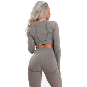 Women Seamless Gym Yoga Set Fitness Sports Suits Leggings Sport Women Fitness High Waist  Woman Push Up Leggings Long Sleeve