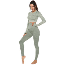 Load image into Gallery viewer, Women 2pcs Seamless Yoga Set Fitness Sports Suits Woman Push Up Leggings Long Sleeve Top High Waist Sport Leggings Gym Clothes
