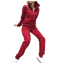 Load image into Gallery viewer, 2 piece set tracksuit women women&#39;s sports suit Women Splice Cropped Pullover Sweatshirt and Side Striped Pants Tracksuit Set#g4
