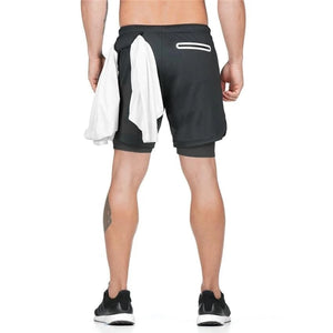 No.1-Waldins,Double Layer Shorts Quick Drying Beach Shorts Gym Jogging Running Shorts 2 in 1 Shorts Fitness Workout Sweatpants