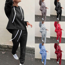 Load image into Gallery viewer, 2 piece set tracksuit women women&#39;s sports suit Women Splice Cropped Pullover Sweatshirt and Side Striped Pants Tracksuit Set#g4
