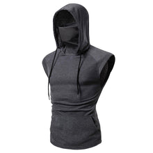 Load image into Gallery viewer, Men&#39;s Fashion Hooded Mask Tank Tops Hoodie Sleeveless Tops Male Bodybuilding Workout Tank Top Muscle Fitness Gym Clothing Summer
