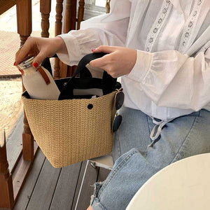 NEW Capacity Straw Bags Women Handmade Woven Basket Bolsa Tote Summer Bohemian Beach Bags Luxury Brand canvas Lady Handbags