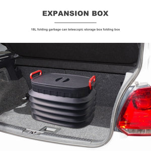 18L Folding Car Trash Can Telescopic Outdoor Camping Fishing Water Bucket with Lid Auto Cargo Container Storage Box