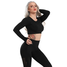 Load image into Gallery viewer, Women Seamless Gym Yoga Set Fitness Sports Suits Leggings Sport Women Fitness High Waist  Woman Push Up Leggings Long Sleeve
