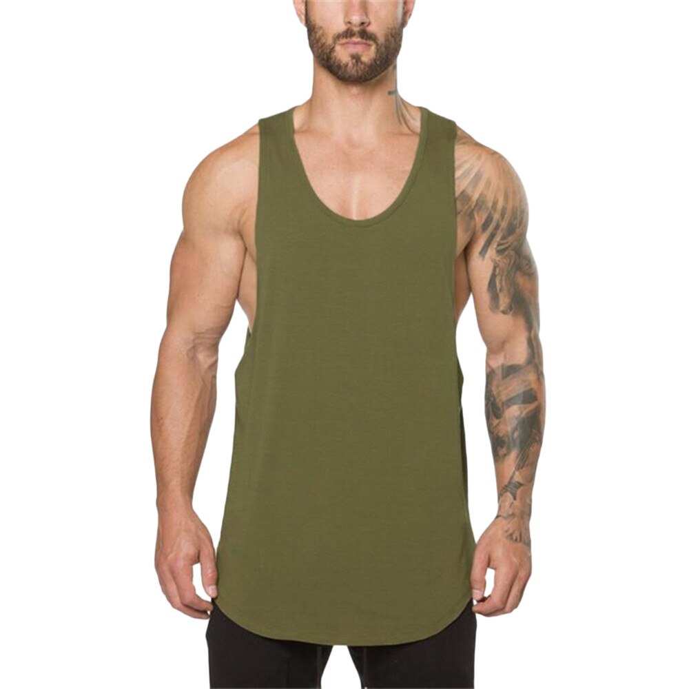 Men's Summer Bodybuilding Tank Vest Top T-shirt Brand Clothing Fitness Singlet Sleeveless Cotton Workout Casual Gyms#30