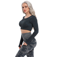 Load image into Gallery viewer, Women Seamless Gym Yoga Set Fitness Sports Suits Leggings Sport Women Fitness High Waist  Woman Push Up Leggings Long Sleeve
