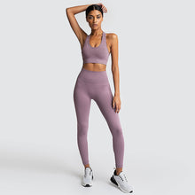 Load image into Gallery viewer, seamless hyperflex workout set sport leggings and top set yoga outfits for women sportswear athletic clothes gym sets 2 piece
