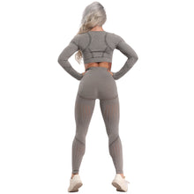 Load image into Gallery viewer, Women Seamless Gym Yoga Set Fitness Sports Suits Leggings Sport Women Fitness High Waist  Woman Push Up Leggings Long Sleeve
