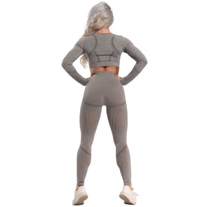 Women Seamless Gym Yoga Set Fitness Sports Suits Leggings Sport Women Fitness High Waist  Woman Push Up Leggings Long Sleeve