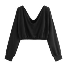 Load image into Gallery viewer, Feitong Fashion Women Cropped Sweatshirt Solid Deep V-Neck Long Sleeve Collect Waist Crop Sweatshirt Top camisa de entrenamiento
