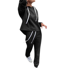 Load image into Gallery viewer, 2 piece set tracksuit women women&#39;s sports suit Women Splice Cropped Pullover Sweatshirt and Side Striped Pants Tracksuit Set#g4
