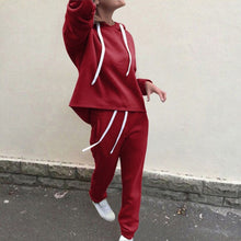 Load image into Gallery viewer, 2 piece set tracksuit women women&#39;s sports suit Women Splice Cropped Pullover Sweatshirt and Side Striped Pants Tracksuit Set#g4
