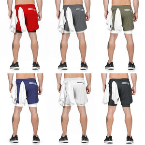 No.1-Waldins,Double Layer Shorts Quick Drying Beach Shorts Gym Jogging Running Shorts 2 in 1 Shorts Fitness Workout Sweatpants