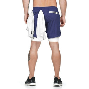 No.1-Waldins,Double Layer Shorts Quick Drying Beach Shorts Gym Jogging Running Shorts 2 in 1 Shorts Fitness Workout Sweatpants