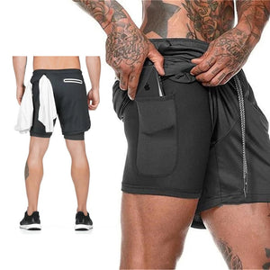 No.1-Waldins,Double Layer Shorts Quick Drying Beach Shorts Gym Jogging Running Shorts 2 in 1 Shorts Fitness Workout Sweatpants