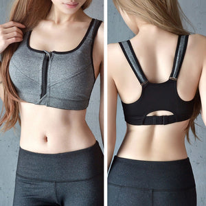 Running Sports Bra Women Push Up Yoga Bra Sport Tops Fitness Top Athletic Shockproof Zipper Padded Active Wear Gym Vest Yoga Bh