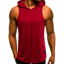 Load image into Gallery viewer, 2019 Men&#39;s Fashion Hooded Tank Tops Hoodie Sleeveless Tops Male Bodybuilding Workout Tank Top Muscle Fitness Gym Clothing Summer
