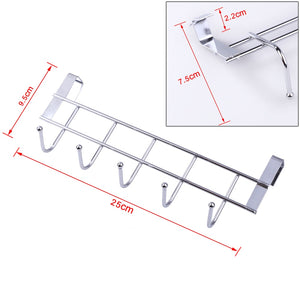 5 Hook Roof Rails For Kitchen Door Hanger Hook Coat Cabinet Home Storage Supplies Hook Kitchen Tools Towel Cleaning Cloth Gadget