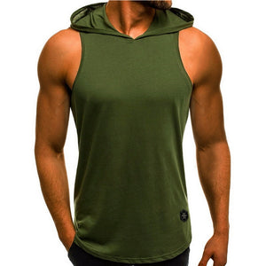 2019 Men's Fashion Hooded Tank Tops Hoodie Sleeveless Tops Male Bodybuilding Workout Tank Top Muscle Fitness Gym Clothing Summer