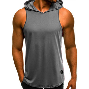 2019 Men's Fashion Hooded Tank Tops Hoodie Sleeveless Tops Male Bodybuilding Workout Tank Top Muscle Fitness Gym Clothing Summer