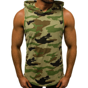 2019 Men's Fashion Hooded Tank Tops Hoodie Sleeveless Tops Male Bodybuilding Workout Tank Top Muscle Fitness Gym Clothing Summer