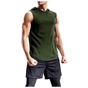 2020 Men's Fashion Hooded Tank Tops Hoodie Sleeveless Tops Male Bodybuilding Workout Tank Top Muscle Fitness Gym Clothing Summer