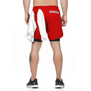 No.1-Waldins,Double Layer Shorts Quick Drying Beach Shorts Gym Jogging Running Shorts 2 in 1 Shorts Fitness Workout Sweatpants