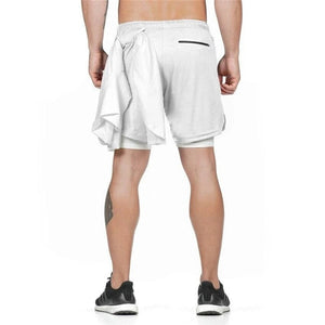 No.1-Waldins,Double Layer Shorts Quick Drying Beach Shorts Gym Jogging Running Shorts 2 in 1 Shorts Fitness Workout Sweatpants