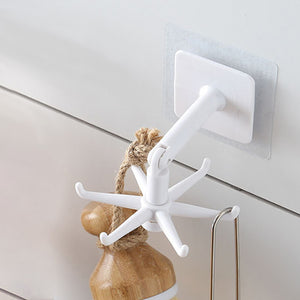 50# 6-claw rotating storage hook Kitchen Gadgets Accessories Bath Hook Wall Mounted 360° Rotating Coat Hanger Universal hook