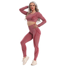 Load image into Gallery viewer, Women Seamless Gym Yoga Set Fitness Sports Suits Leggings Sport Women Fitness High Waist  Woman Push Up Leggings Long Sleeve
