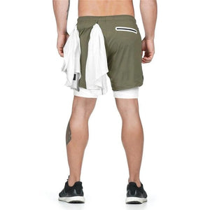 No.1-Waldins,Double Layer Shorts Quick Drying Beach Shorts Gym Jogging Running Shorts 2 in 1 Shorts Fitness Workout Sweatpants