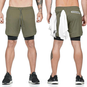 No.1-Waldins,Double Layer Shorts Quick Drying Beach Shorts Gym Jogging Running Shorts 2 in 1 Shorts Fitness Workout Sweatpants