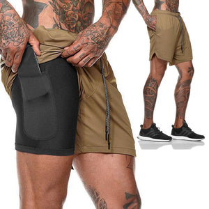 No.2-Mountain-X,Jogging Running Shorts Double Layer Shorts Quick Drying Beach Short Gym 2 in 1 Shorts Fitness Workout Sweatpants