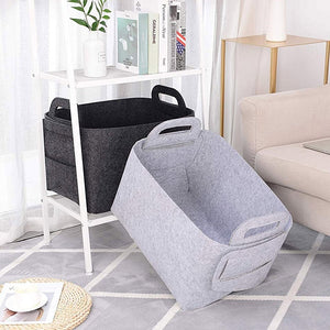 Cloth Desktop Storage Basket with Handles Nordic Black Felt Simple Home Sundries Organizer Frame Ins Seasoning Finishing Basket