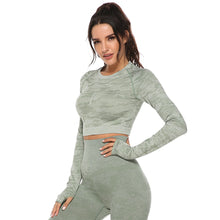 Load image into Gallery viewer, Women 2pcs Seamless Yoga Set Fitness Sports Suits Woman Push Up Leggings Long Sleeve Top High Waist Sport Leggings Gym Clothes
