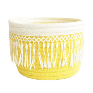 Cotton Rope Woven Storage Basket Bedside Tabletop Snacks Debris Basket Desktop Sundries Cotton Storage Box.