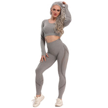 Load image into Gallery viewer, Women Seamless Gym Yoga Set Fitness Sports Suits Leggings Sport Women Fitness High Waist  Woman Push Up Leggings Long Sleeve
