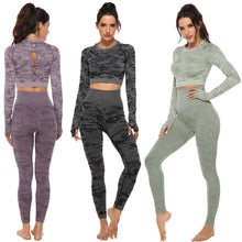 Load image into Gallery viewer, Women 2pcs Seamless Yoga Set Fitness Sports Suits Woman Push Up Leggings Long Sleeve Top High Waist Sport Leggings Gym Clothes
