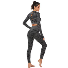 Load image into Gallery viewer, Women 2pcs Seamless Yoga Set Fitness Sports Suits Woman Push Up Leggings Long Sleeve Top High Waist Sport Leggings Gym Clothes
