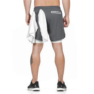 No.1-Waldins,Double Layer Shorts Quick Drying Beach Shorts Gym Jogging Running Shorts 2 in 1 Shorts Fitness Workout Sweatpants